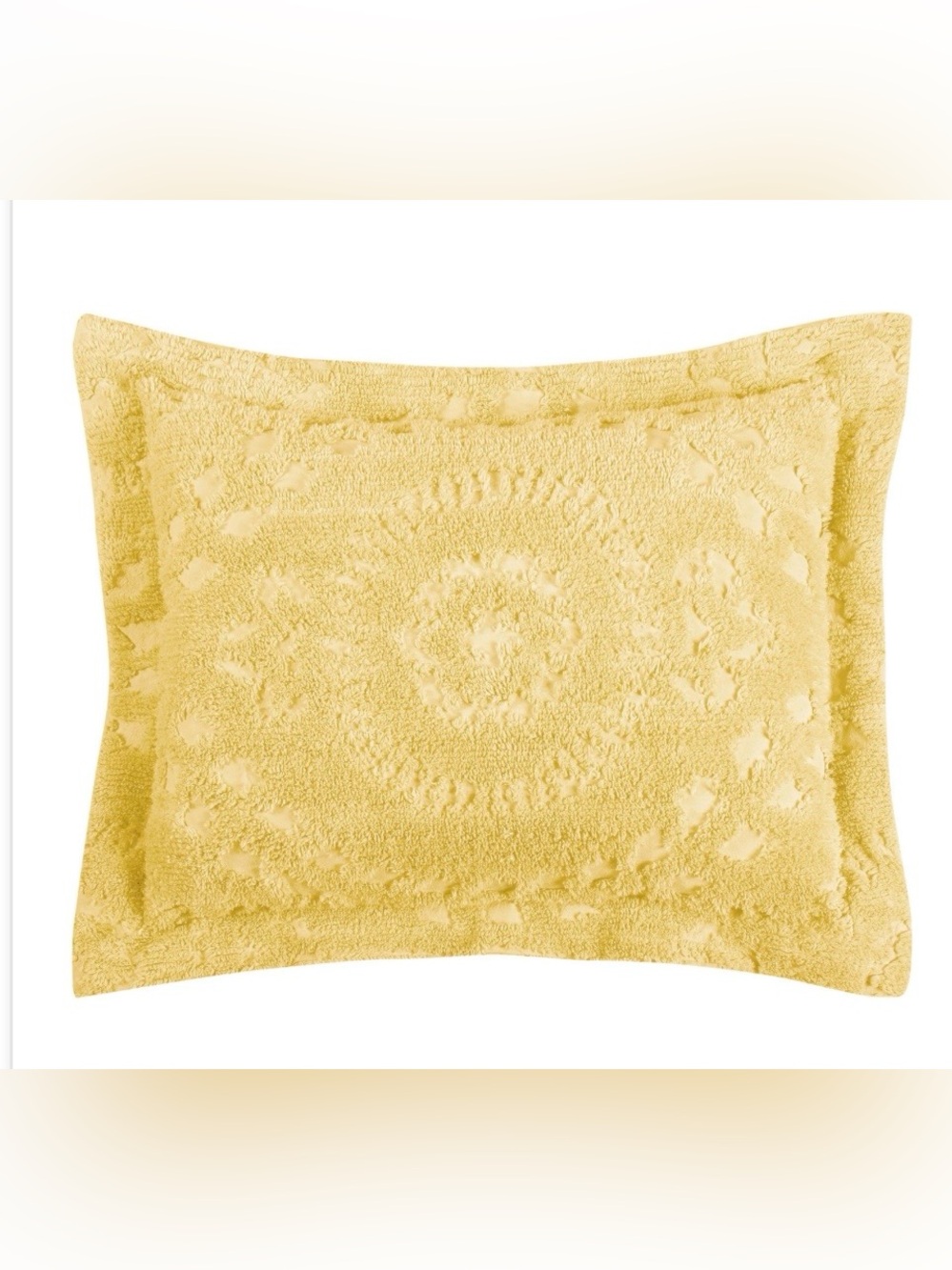 ‘Rio Pillow Sham’ 100% Cotton Plush Chenille YELLOW Rectangular 20x26” (1-count)